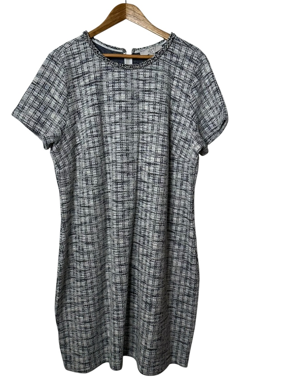 LOFT Plus gray tweed short sleeve shift dress